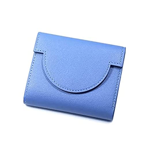 Wallet New Women's Leather Wallet Fashion Mini Short Card Holder Vintage Folding Coin Purses Simple Snap Coins Pocket Tear-Resistant,Blue,10x12cm3