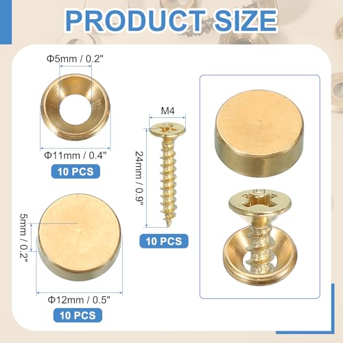 Tornillos Decorativos de Latón con Tapa 12mm Pack 10 miniatura 2