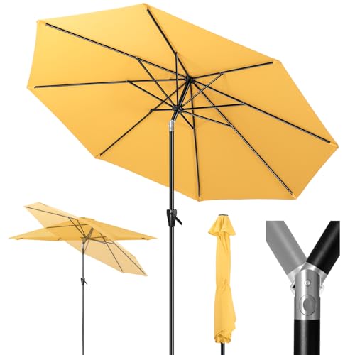 Image of Tempera Patio Market Outdoor Table Umbrella with Push Button Tilt and Crank, Large Sun Umbrella with Sturdy Pole & Fade Resistant Canopy, Easy to Set