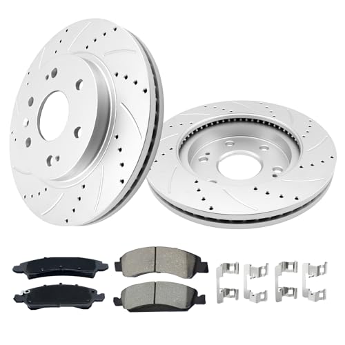 Betthand Front Brakes and Rotors 12.99'' Geomet Drilled Slotted Replace