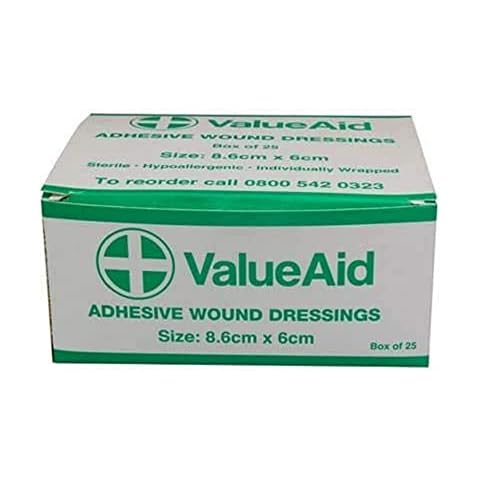 Value Aid Adhesive Wound Dressings - 8.6cm x 6cm - Box of 25 Cover