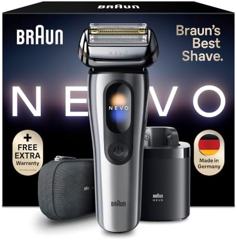 Braun NEVO Rasierer Herren Elektrisch, NEVO11005C, Silber | Elektrorasierer mit AeroTouch-Technologie für Eine Rasur Ohne Kompromisse, Wasserdicht, Inkl. Pflegesystem Und Reiseetui