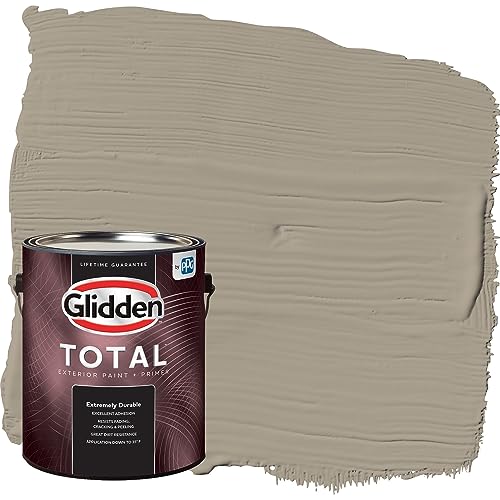 Glidden Total Exterior Paint & Primer All-in-One, Stonehenge Greige/Greige, Satin, 1 Gallon