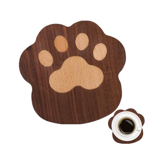Samuliy Posavasos con diseño de pata de gato, posavasos de madera para bebidas, absorbente, reutilizable, para el hogar, restaurante, cocina, centro comercial