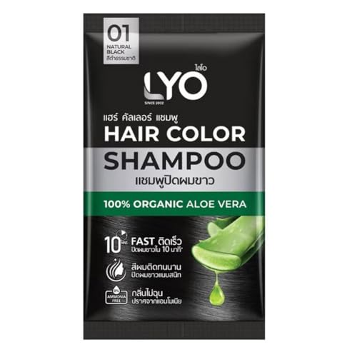 LYO Gray hair dye shampoo 01 (Natural black) 30 ML.2 Packs. image 5