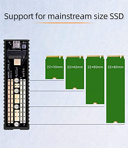Image of Tobo USB C to M.2 NVMe SSD Tool-Free Enclosure Reader, USB 3.1 /3.2 Gen 2(10Gbps) to NVMe PCI-E M-Key Solid State Drive External Adapter Support UASP Trim (Fits only NVMe SSDs 2242 /2260 /2280) (M.2-To-NVMe-EZCAST) TD-405HS