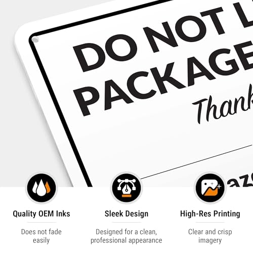 Image of Package Delivery Sign, Delivery Instructions Do Not Leave Package Here Sign, 10x7 Inches, Rust Free .040 Aluminum, Fade Resistant, Made in USA