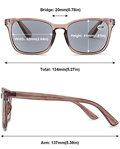 MAGIMODAC Womens Mens Reading Glasses Sunglasses Readers UV400 Protection Transparent Brown 1.5+ - Image 3