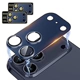 AUNEOS iPhone 17 Pro Max 用 カメラフィルム カメラ保護【2025新登場·アルミ合金＋10H強化ガラス製 高透過率】いPhone 17 Pro Max 対応 カメラフィルム ぴったりフィット 一体感 耐衝撃 高透過率 防滴 防塵 貼り付け簡単 露出オーバー防止 アイフォン 17 プロマックス カメラカバー 2枚セット (ディープブルー, iPhone 17 Pro Max)