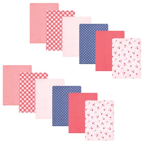 Image of Hudson Baby Unisex Baby Flannel Burp Cloth 12pk, Cherry Sweet, One Size