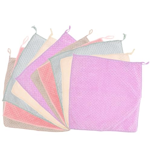 WESIEVYA Toallas de Mano de Coral de Vellón Absorbentes Secado Rápido, Paquete de 10 Unidades Multicolor con Lazo para Colgar, Toallas para Cocina, Baño y Uso Infantil Color Aleatorio