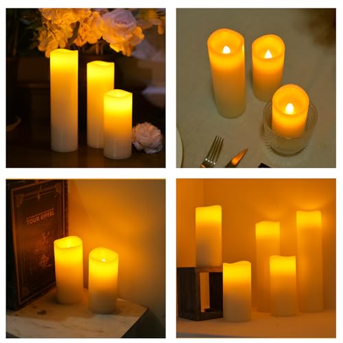 Image of Halloween Flameless Candles Battery Operated LED Candles with Timer and Remote, Pack of 9 Real Wax Pillar Candles Flickering Candle for Home & Holiday Romantic Decor