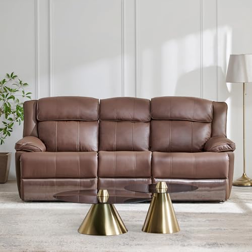 Image of Home Centre | Torino Half Leather 3+2 Seater Set | Solid Wood, Faux Leather | Brown | 2 Year Warranty