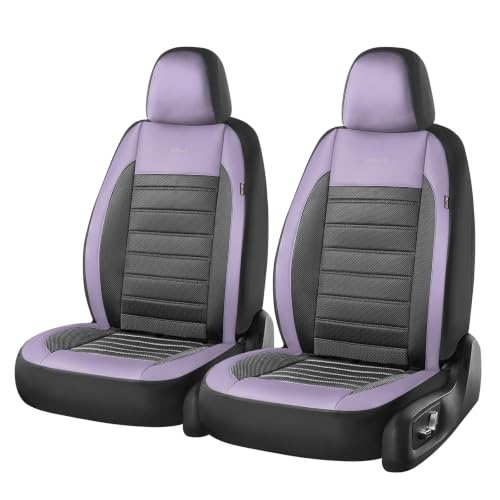 Image of Coverado Car Seat Covers Front Seats, Luxury Leather Car Seat Covers, Automotive Front Mesh Seat Covers, Purple&Black Seat Covers for SUV Sedan Truck
