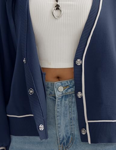 CHERFLY Women's Oversized Cardigan Sweater 2025 Fall Knit Open Front Button Down Long Sleeve Casual Coat Outfits with Pockets - Image 7