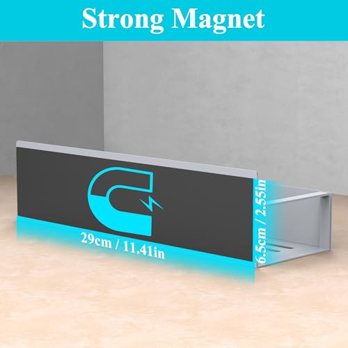 Image of HuggieGems 4 Pack Magnetic Spice Storage Rack Organizer for Refrigerator and Oven, Gray Fridge Organizers and Storage | Magnetic Shelves Heavy Duty for Fridge in Kitchen, Seasoning Storage Organizer, For Oven Washer and Dryer, For Heavier Items