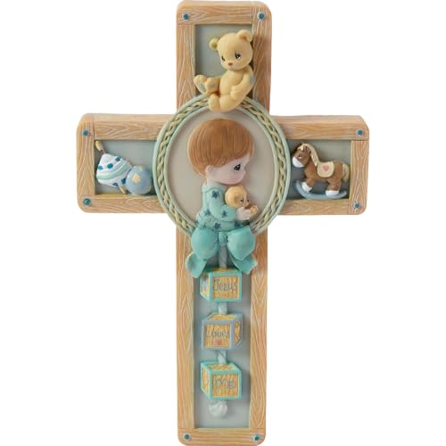 Precious Moments Collectible Figurine - Boy with Teddy Bear Praying Cross, Ideal for...