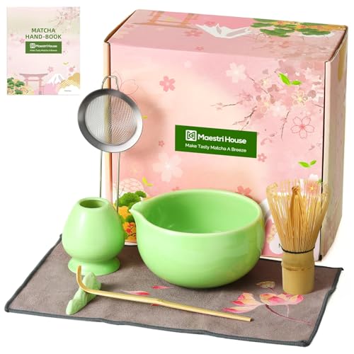 Maestri House Matcha Set Bamboo Ceramic Matcha Kit Matcha Whisk Set 7 Pcs
