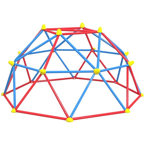 Outsunny Cupola per Arrampicata Bambini 3-8 Anni, Struttura per Arrampicata per 4 Bambini in Metallo Anti UV, Ø183x90cm, Multicolore