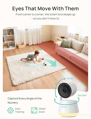 Image of Dr.Care LumiView Smart WiFi Baby Monitor with 2 Cameras - 5 inch 1080P FHD & 2K Camera App Control, Privacy Mode, 5000mAh Removable Battery, Cry & Motion Alerts, HD Night Vision, Multi-User,1279ft Rang