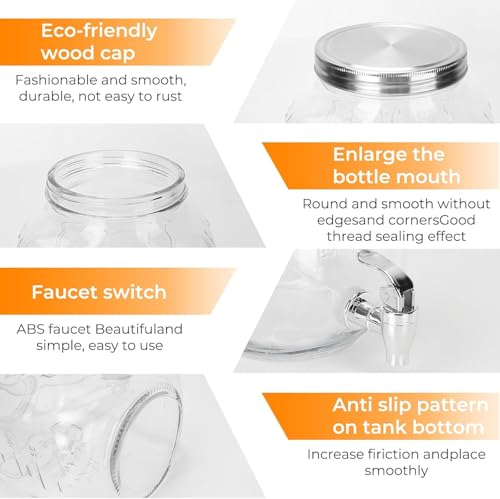 Image of 5 Liter Glass Juice Dispenser with Tap, Cold Ice Drink Dispensers for Water, Beer, Cocktails, Detox Beverage Drinks, Home & Restaurant, Office, Bar, Party (VM-01)