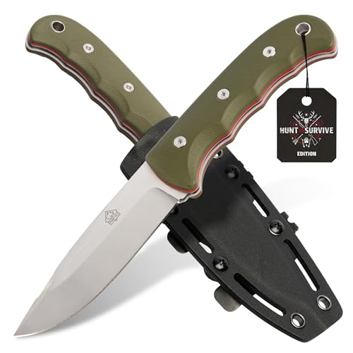 PUMA TEC - “Hunt to Survive” Edition – Feststehendes Survival- & Outdoormesser – D2-Stahl (60 HRC) mit edlem Satin-Finish & G10-Griff – mit passender Kydex-Scheide mit Steel-Clips für sicheren Halt
