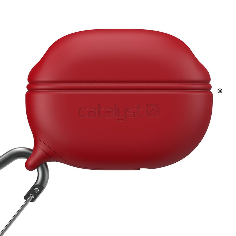 Catalyst Waterproof Protective Case for The New Beats Studio Buds, with Premium Carabiner Hook, Wireless Earphone Protective Sleeve Cover for Studio Buds Charging Box (Red)