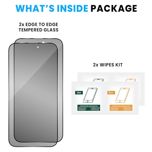Image of ArmourPro Matte Privacy Tempered Glass for iPhone 14 Pro (6.1 Inch) with Edge-to-Edge Protector, Full Screen Coverage and Easy Installation kit (Pack of 2)