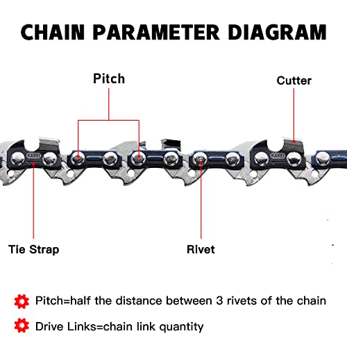 Image of KAKEI 22 Inch Chainsaw Chain .325 inch Pitch .058 inch Gauge 86 Drive Links Fits Blue Max 20160 57cc (3 Chains) - Full Chisel