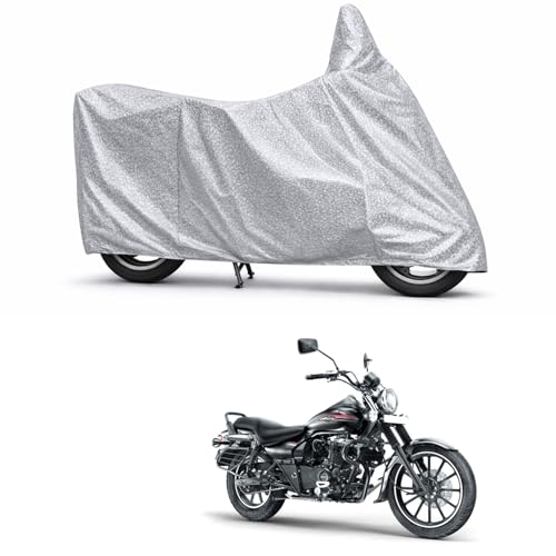 Image of 100% Waterproof Two Wheeler Body Cover Multi Layered Fabric Designed for Bajaj Avenger Street 220 | Belt Buckle Lock | Silver Mag
