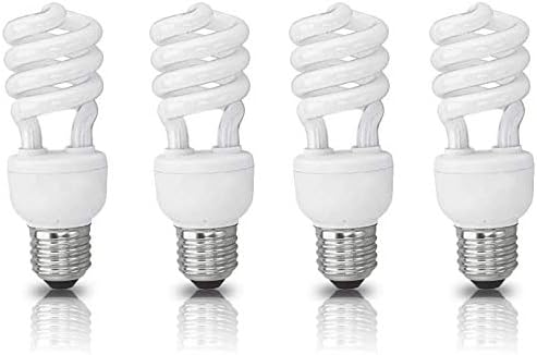 Circle (4 Pack) 23 Watt - 100 Watt CFL Cool White Light Bulb, CFL 4100K, Spiral Medium Base, CFL 100W Equivalent Light Bulbs, UL Listed, Cool White, 4 Count.