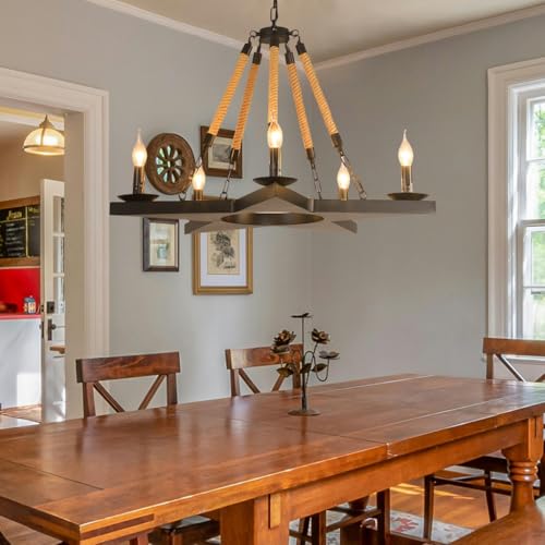 Lámpara de techo vintage industrial negra de 5 luces E14 regulable para iluminación interior 4