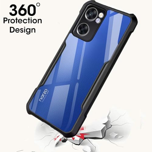Image of WOW IMAGINE Shock Proof Clear Protective Back Case for Realme Narzo 50 5G | Oppo K10 5G - AirEDGE Technology | 360 Degree Camera Protection | Transparent Hybrid Back Case Mobile Cover - Black
