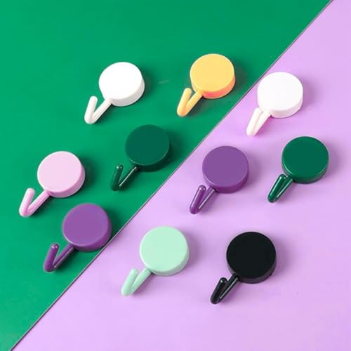 Image of 10 Pack Self Adhesive Wall Hooks Waterproof Sticky Round Hooks for Wall Without Drilling Heavy Duty Adhesive Hooks for Keys Kitchen Bathroom Kids Room Home Decoration