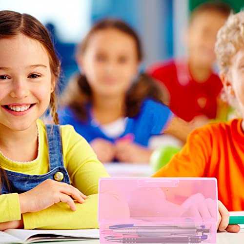 Clear Pencil Box,12 Pack Large Capacity Pencil Box, Office Supplies Storage Organizer Box, Brush Painting Pencils Storage Box Watercolor Pen Container Drawing Tools (Pink) 2