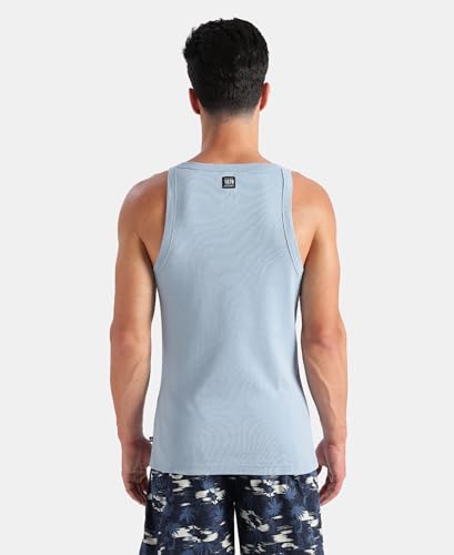 Image of Jockey US26 Men's Super Combed Cotton Rib Square Neck Gym Vest Faded Denim XXL
