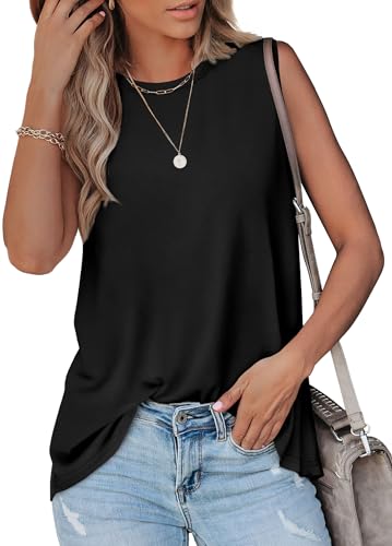 OFEEFAN High Neck Tank Tops for Women Loose Fit Sleeveless Top Summer Clothes Womens Tunic Tops to Wear with Leggings3