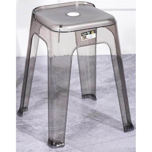 FiveLn バスチェア アクリル風呂椅子 バススツール お風呂椅子 高さ48cm 介護用品 バスチェア シャワー チェア背もたれなし 抗菌 防カビ 撥水 滑り止め足 浴室 コンパクト (透明なグレー)