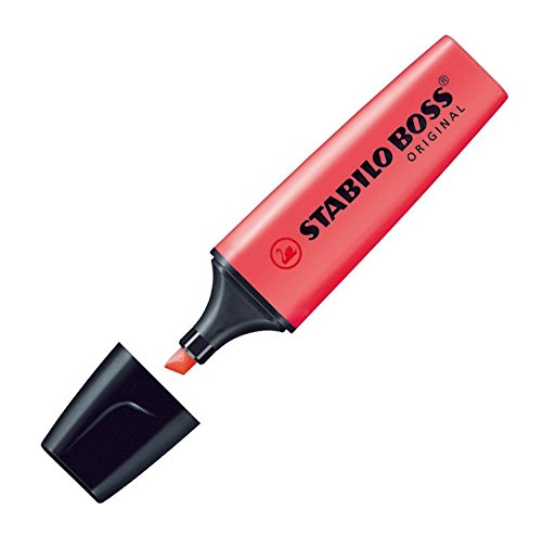 STABILO Boss Original - Rotulador fluorescente, punta de cincel de 2 mm y 5 mm, color rojo