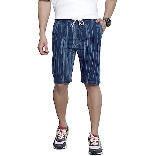 Image of The Indian Garage Co Men Regular Fit Solid Mid-Rise Denim Shorts