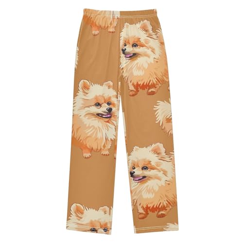 ZZXXB Pomeranian Boys Long Pants Soft Trousers Elastic Waist Kids Lounge Bottoms with Pockets S-XL