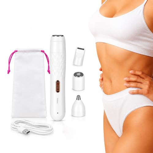 Image of PANCA Rechargeable 3-in-1 Women Trimmer | Multipurpose Facial Hair Remover for Face, Eyebrows, Upper Lip, Underarms & Bikini | Painless Electric Hair Removal Machine | USB Rechargeable | White