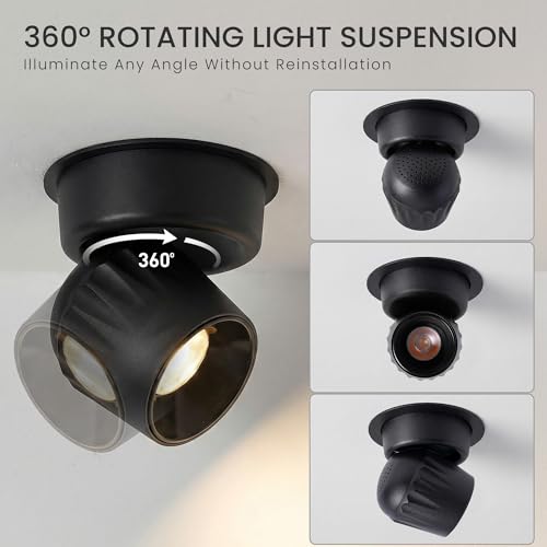 Image of 12W Indoor Ceiling Spotlight, Hardwired Directional Dimmable Fixture | Modern LED Spot Light Indoor, 350 Rotation, Surface Mount Accent Light for Picture Painting Living Room Bedroom, CRI97 White