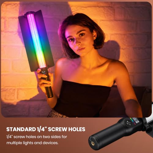 Image of Simpex LS-500R (Mark II) 60W RGB LED Stick Light with App Control & Handheld Portable Wand, Comes with Barn Doors | RGB Mode, CCT Mode and FX Mode Adjustable Perfect for Cinematic Video Shots.