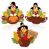 COCHIE Vintage Thanksgiving Turkey Decorations, Farmhouse Turkeys Tired Tray Decor Set of 3, Cute Retro Fall Thanksgiving Tabletop Decoration for Home, Office, Mantel, Tabletop, Party, Shelf (Turkey)