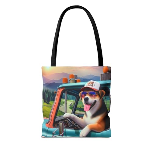 Premium Tote Bag with Reinforced Stitching - Realistic Truck Driver Dog Design2