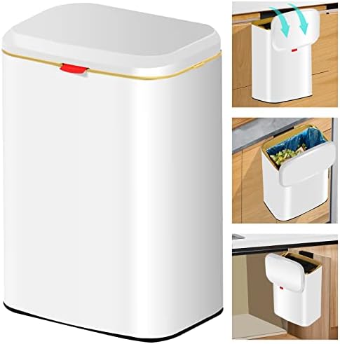 WAYCOM 2.1 Gal Compost Bin Kitchen for Counter Top or Under Sink,Compost Bin Stainless Steel Hanging Compost Bin with Lid for Cupboard/Bathroom/Bedroom/Office,Indoor Compost Bucket