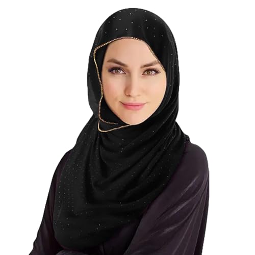 Hijab Scarf for Women Soft Chiffon Rhinestone Long Scarf Shawl Fashion Muslim Hijab Head Wrap Scarves4