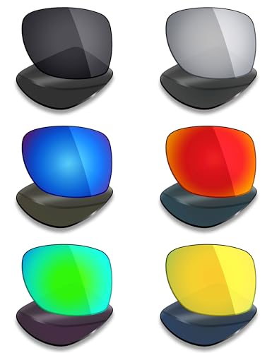 Mryok 6 Pairs Polarized Replacement Lenses for Electric Capt. Ahab Sunglass - Stealth Black/Fire Red/Ice Blue/Silver Titanium/Emerald Green/24K Gold