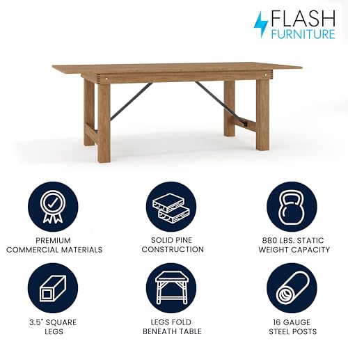 Flash-Furniture-Hercules-Series-7-x-40-Rustic-Solid-Pine-Folding-Dining-Table-Rectangular-Antique-Farmhouse-Dining-and-Event-Extension-Table Flash Furniture Hercules Series 7 x 40 Rustic Solid Pine Folding Dining Table Rectangular Antique Farmhouse Dining and Event Extension Table